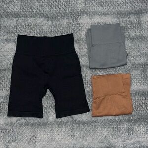 OQQ Ribbed High Waisted Seamless Workout Shorts